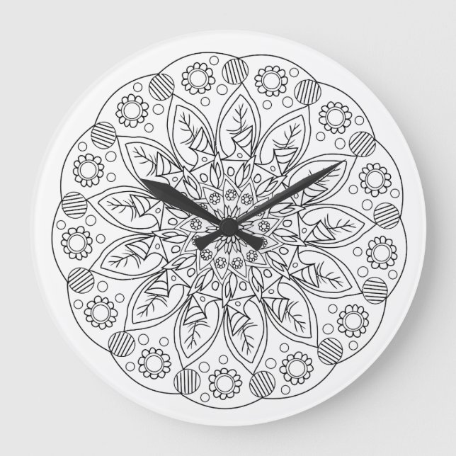 Vintage Inspirierte Blumenklemme Große Wanduhr (Vorderseite)