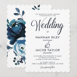Vintage Inspirierte Hochzeit mit blauer Flora Einladung