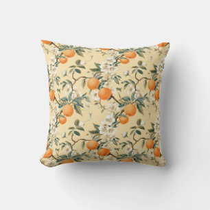 Vintage-inspiriertes Orangenhain-Blumenmuster Kissen
