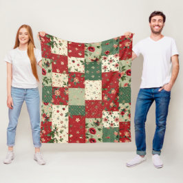 Vintage-inspiriertes Weihnachts-Quiltmuster Fleecedecke