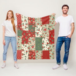 Vintage-inspiriertes Weihnachts-Quiltmuster Fleecedecke