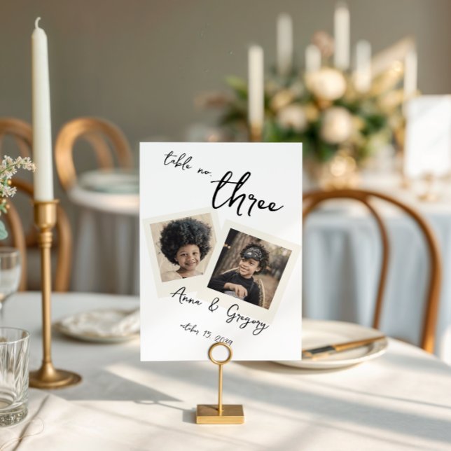 Vintage Instant Photo Handwriting 5x7 Table Number Einladung (Von Creator hochgeladen)