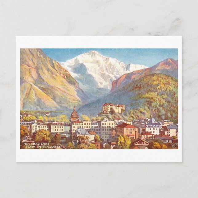 Vintage Interlaken, Schweiz, Postkarte (Vorderseite)