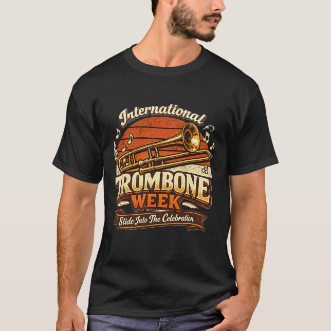Vintage International Trombone Week Trombone Playe T-Shirt (Vorderseite)