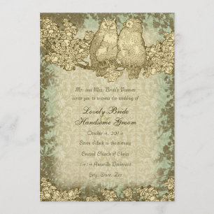 Vintage Invitation de M. et Mme Owl Mariage damass