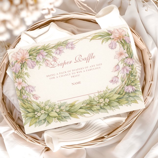 Vintage Iris And Bellflower Botanic Diapper Raffle Begleitkarte (Von Creator hochgeladen)