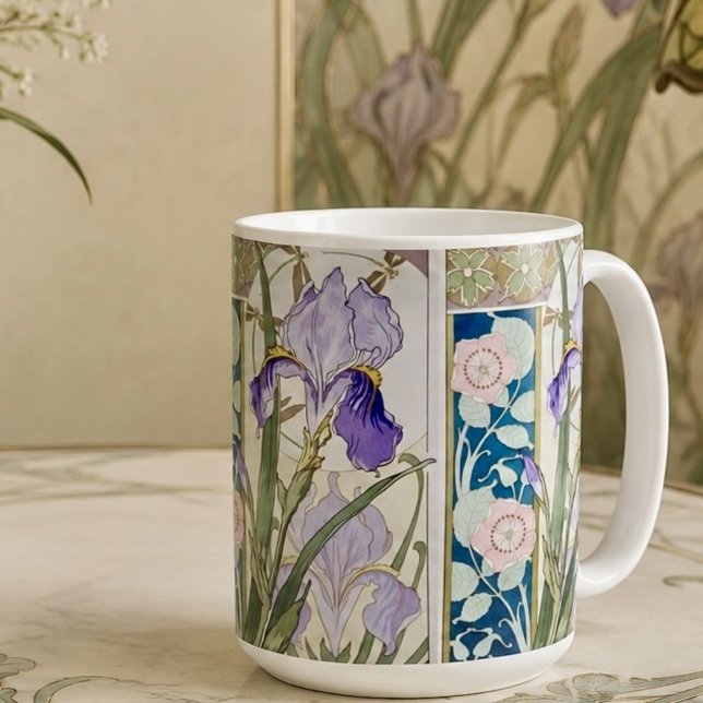 Vintage Iris-Illustration Kaffeetasse (Von Creator hochgeladen)
