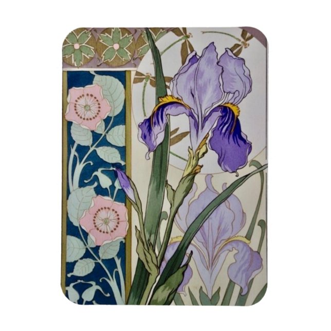 Vintage Iris-Illustration Magnet (Vertikal)