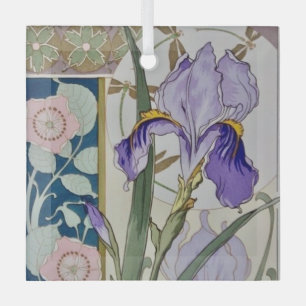 Vintage-Iris-Illustration Ornament Aus Glas