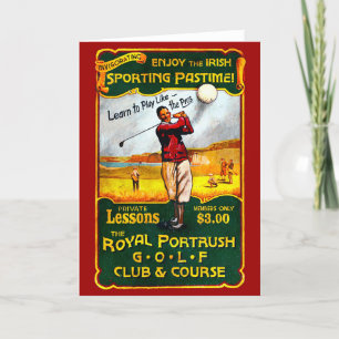 Vintage irische Golfkarte Feiertagskarte