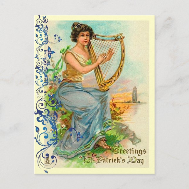 Vintage irische Harfen-Postkarten Postkarte (Vorderseite)