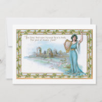 Vintage irische Lady mit Harp & Kleeblatt Border