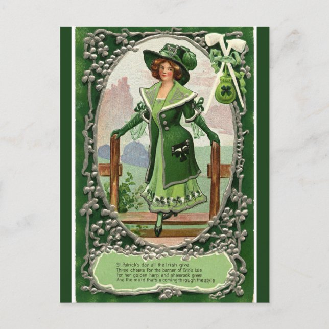 Vintage irische Maid im Stil Postkarte (Vorderseite)