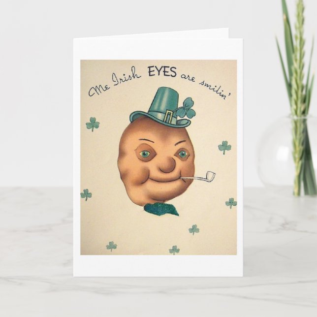 Vintage irischen Kartoffel-Kopf-St Patrick Karte (Vorderseite)