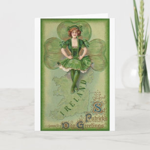 Vintage irischen Tänzer-St Patrick Tageskarte Karte
