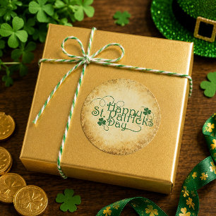 Vintage-irischer Charme Frohen St. Patrick's Day Runder Aufkleber