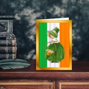 Vintage irisches Mädchen St. Patrick's Day Karte