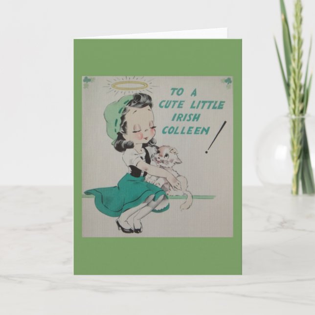Vintage Irish Colleen Grußkarte Karte (Vorderseite)