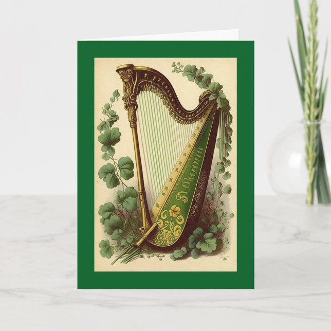 Vintage Irish Harp Greeting Card Karte (Vorderseite)