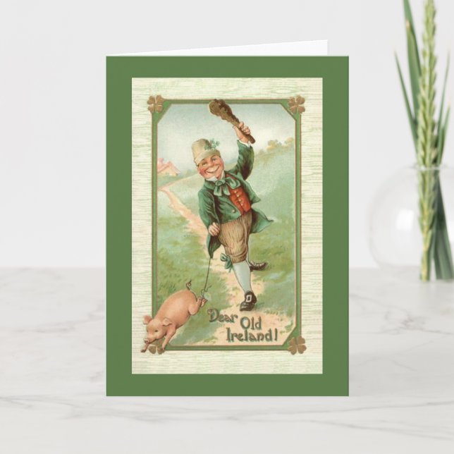 Vintage Irish Pig St. Patrick's Day Card Karte (Vorderseite)