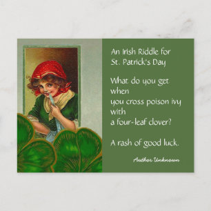 Vintage Irish Riddle St Patricks Day PC Postkarten