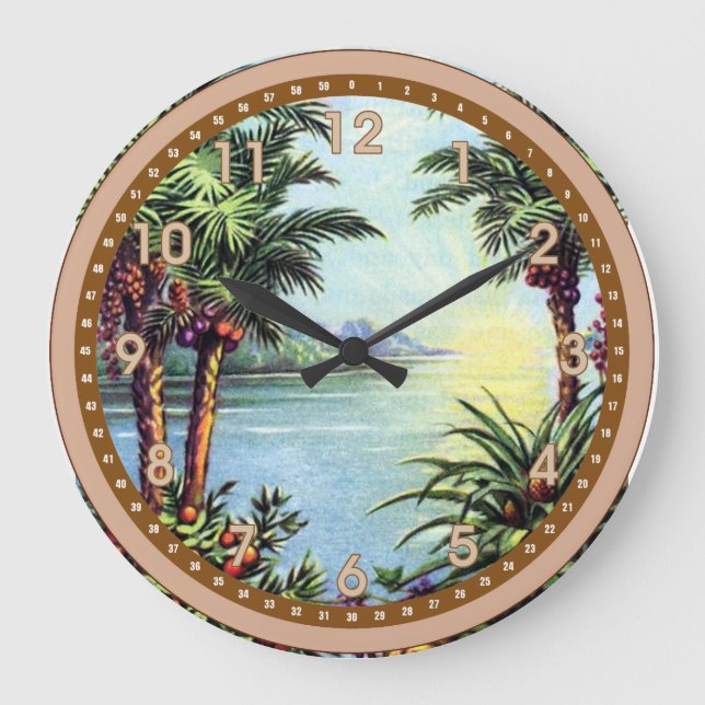 Vintage Island Große Wanduhr (Vorderseite)