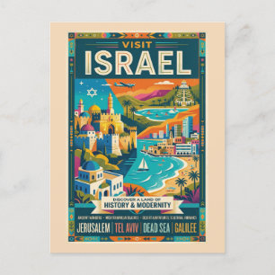 Vintage-Israel-Reiseplakat Postkarte