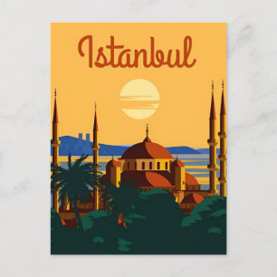 Vintage-Istanbul-Turm-Türkei-Reise-Aquarell Postkarte