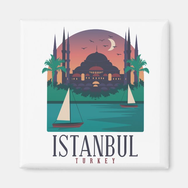 Vintage Istanbul Turquie Skyline Magnet (Devant)