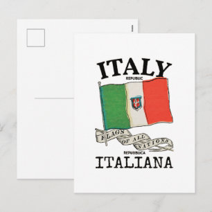 Vintage Italien Landesflagge Feiertagspostkarte