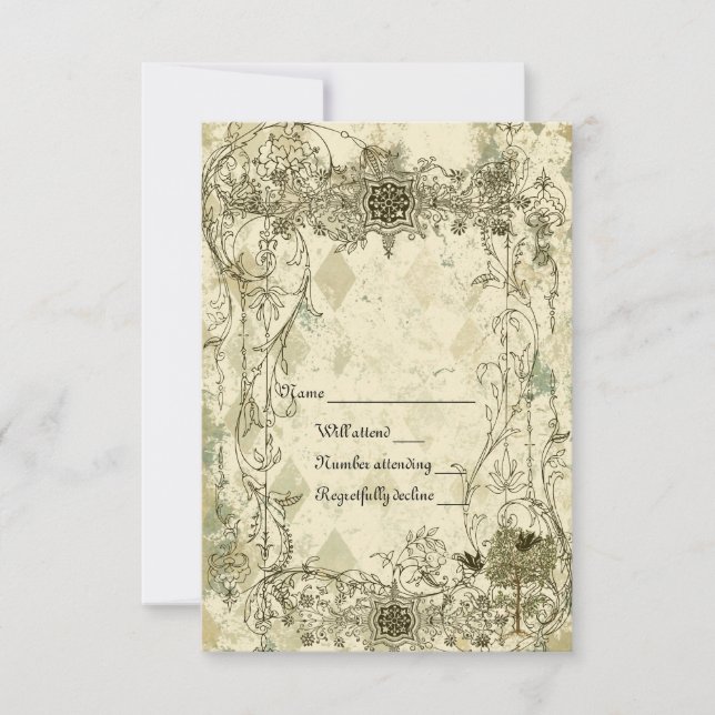 Vintage italien Verdigris rsvp avec enveloppes (Devant)