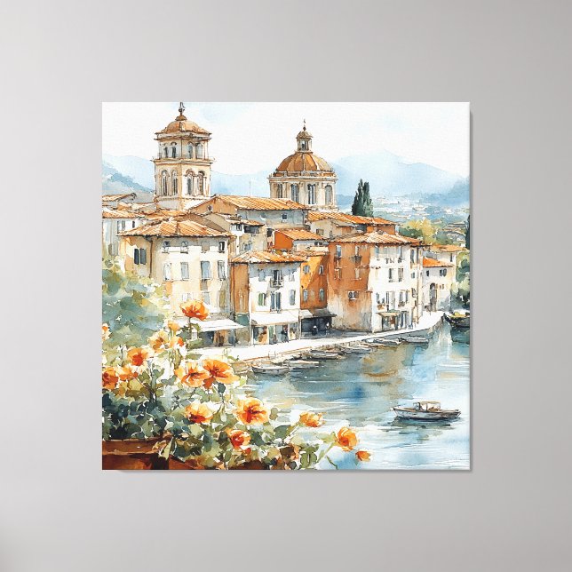 Vintage italienische Amalfi Küste Leinwanddruck (Vorderseite)