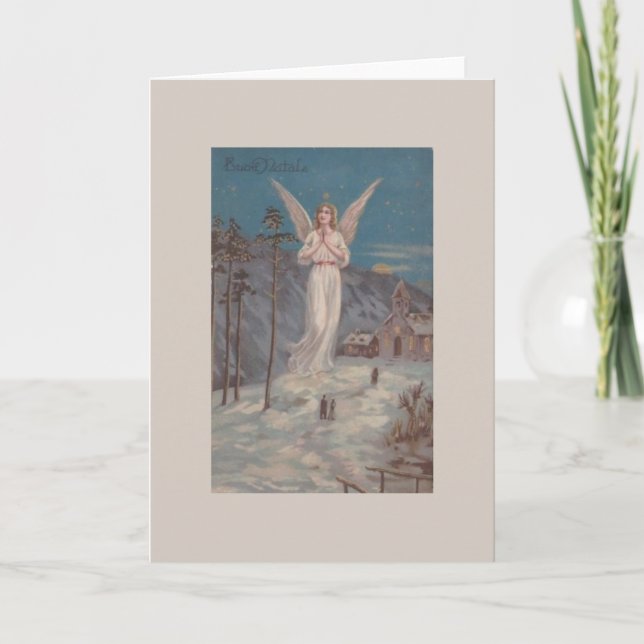 Vintage italienische Buon Natale Angel Weihnachtsk Karte (Vorderseite)