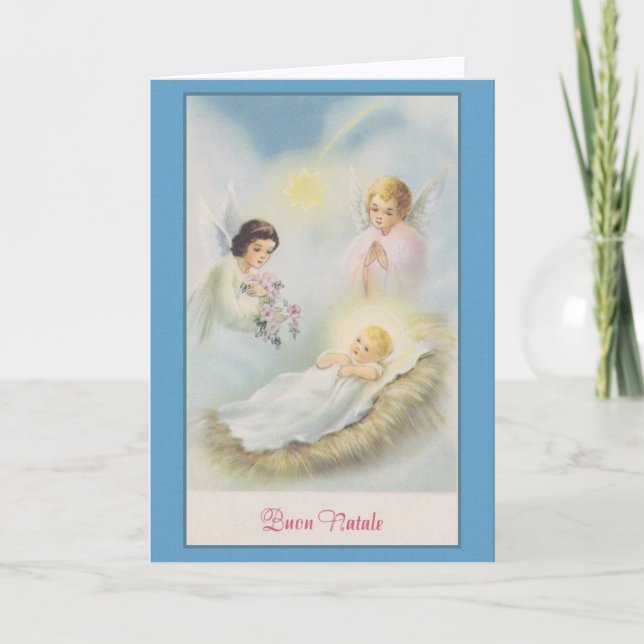Vintage italienische Buon Natale Weihnachtskarte Karte (Vorderseite)