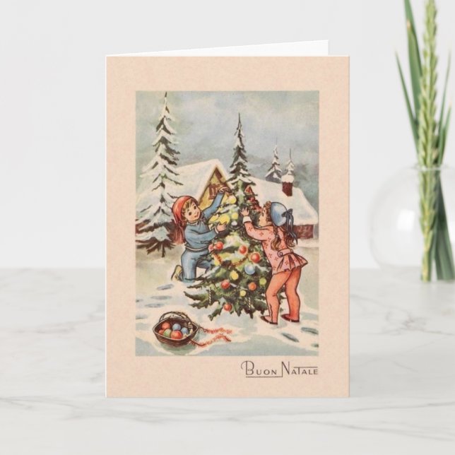 Vintage italienische Buon Natale Weihnachtskarte Karte (Vorderseite)
