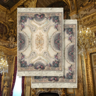 Vintage italienische Decke Burgund Blumendekoupage Seidenpapier