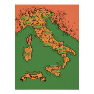 Vintage italienische Karte Poster