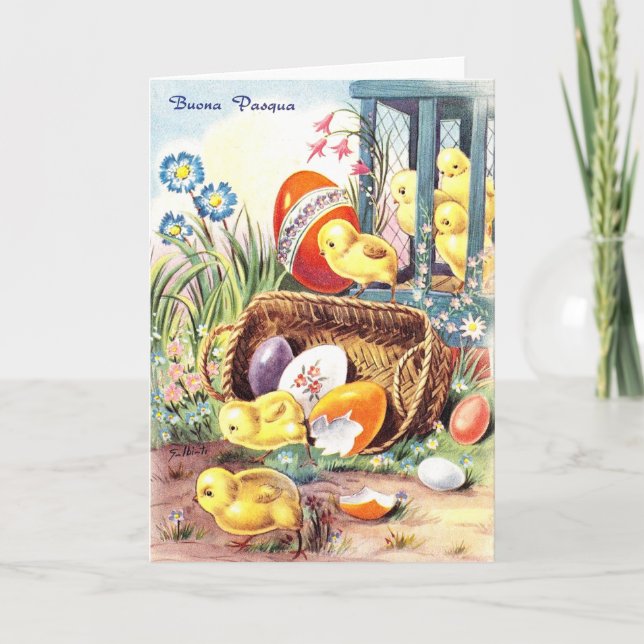 Vintage italienische Osterkarte Feiertagskarte (Vorderseite)