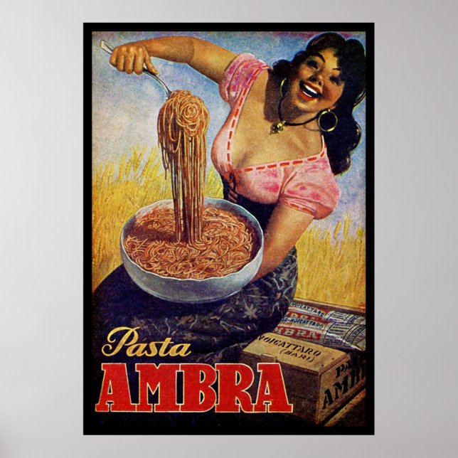 Vintage italienische Pasta - Küche Poster (Vorne)