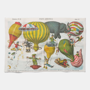 Vintage italienische politische Ballonkarikatur Geschirrtuch