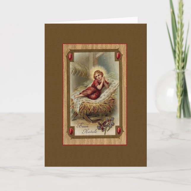 Vintage italienische religiöse Weihnachtskarte Feiertagskarte (Vorderseite)