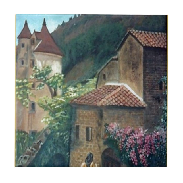 Vintage italienische Straßenszenen Fliese (Vorderseite)