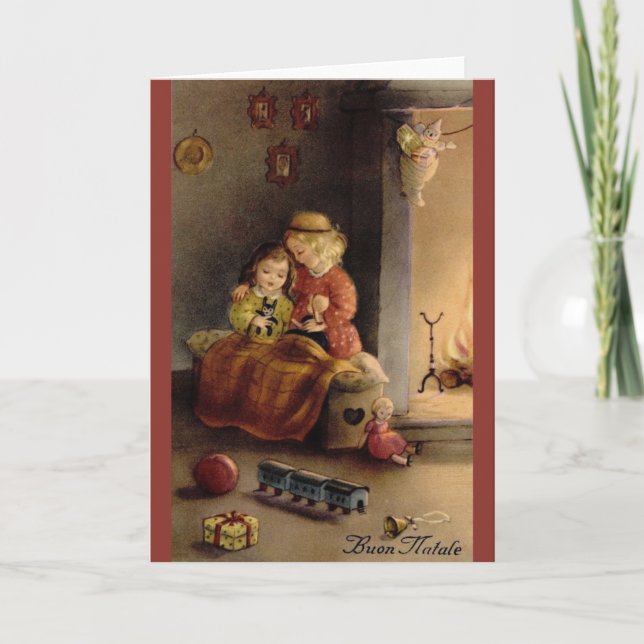 Vintage italienische Weihnachtsgruß-Karte Feiertagskarte (Vorderseite)
