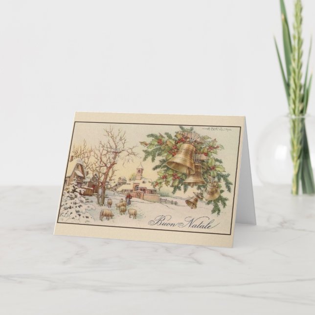 Vintage italienische Weihnachtskarte Feiertagskarte (Vorderseite)