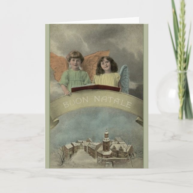 Vintage italienische Weihnachtskarte Feiertagskarte (Vorderseite)