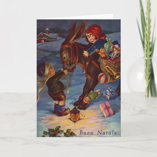 Vintage italienische Weihnachtskarte Feiertagskarte (Vorderseite)