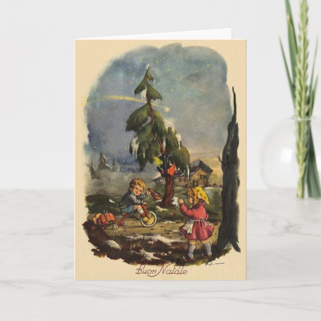 Vintage italienische Weihnachtskarte Feiertagskarte (Vorderseite)