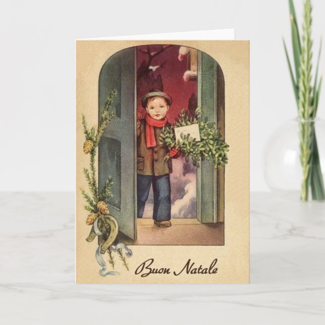 Vintage italienische Weihnachtskarte Feiertagskarte (Vorderseite)