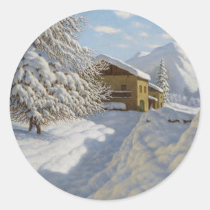 Vintage Ivan Choultse Winterlandschaft Runder Aufkleber