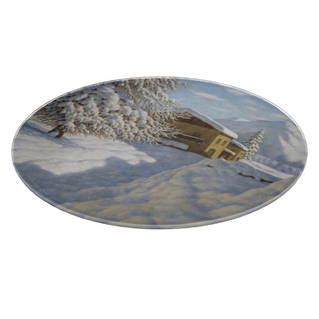 Vintage Ivan Choultse Winterlandschaft Schneidebrett (Ecke)